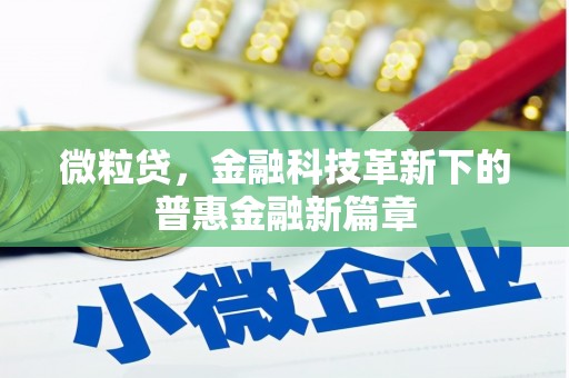 富顺微粒贷，金融科技革新下的普惠金融新篇章