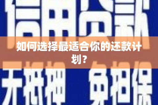 富顺如何选择最适合你的还款计划？